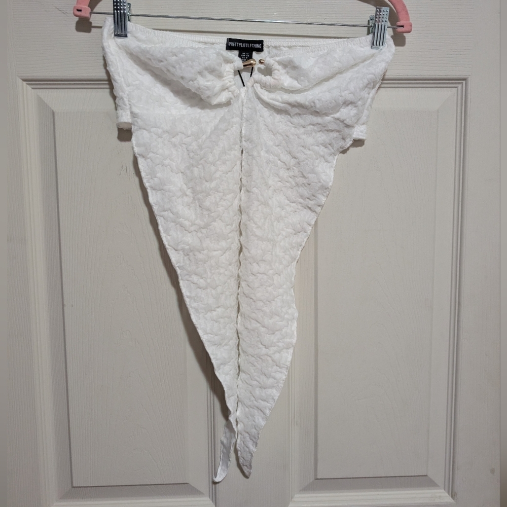FINAL PRICE PrettyLittleThing White Bandeau Top US 8 UK 12 Strpless Festival Y2K